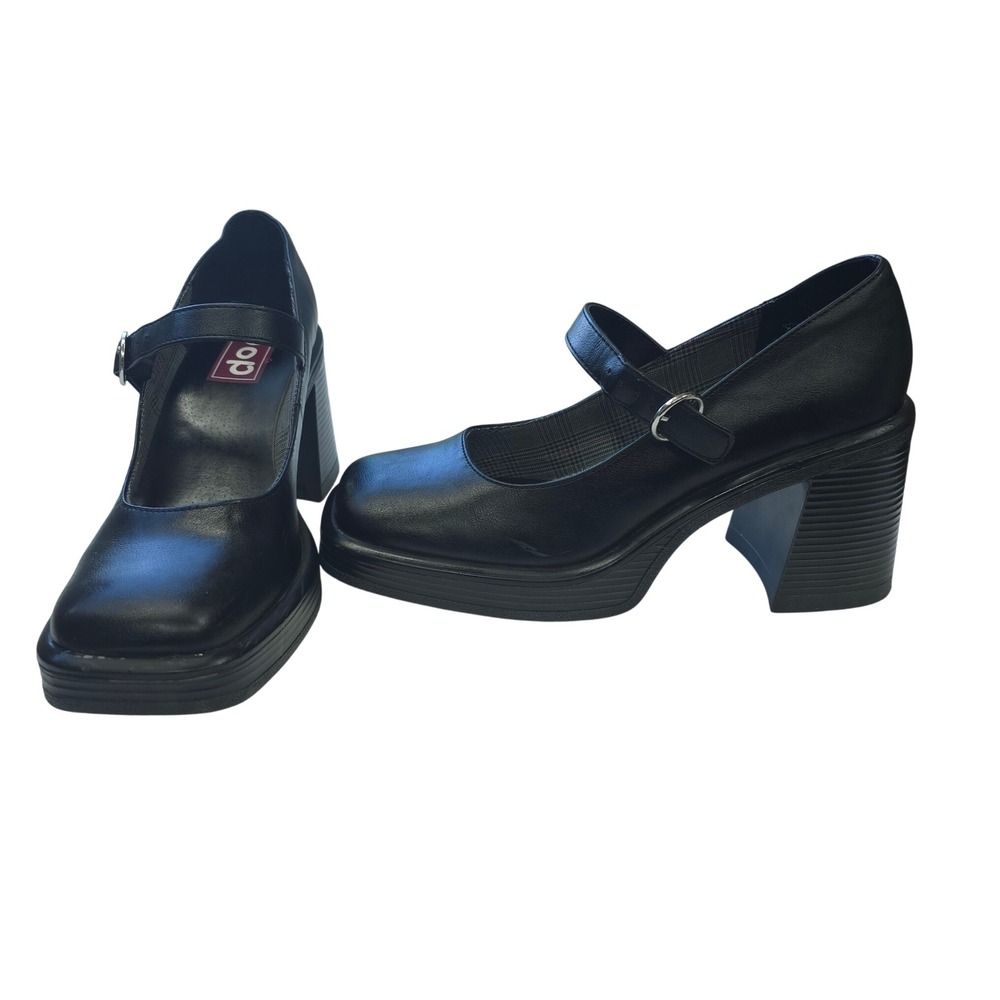 Pop Sinclaire Black Platform Mary Jane Heels Square Toe Block Heel Women 10M Y2K